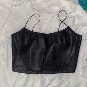 Black Women's Leather Crop Top
